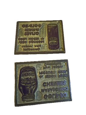 2 Vintage letter press printing blocks Spanish Olives/Cherries